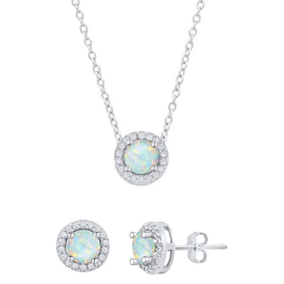 Jewelry - Sterling created opal & white topaz set - NWT